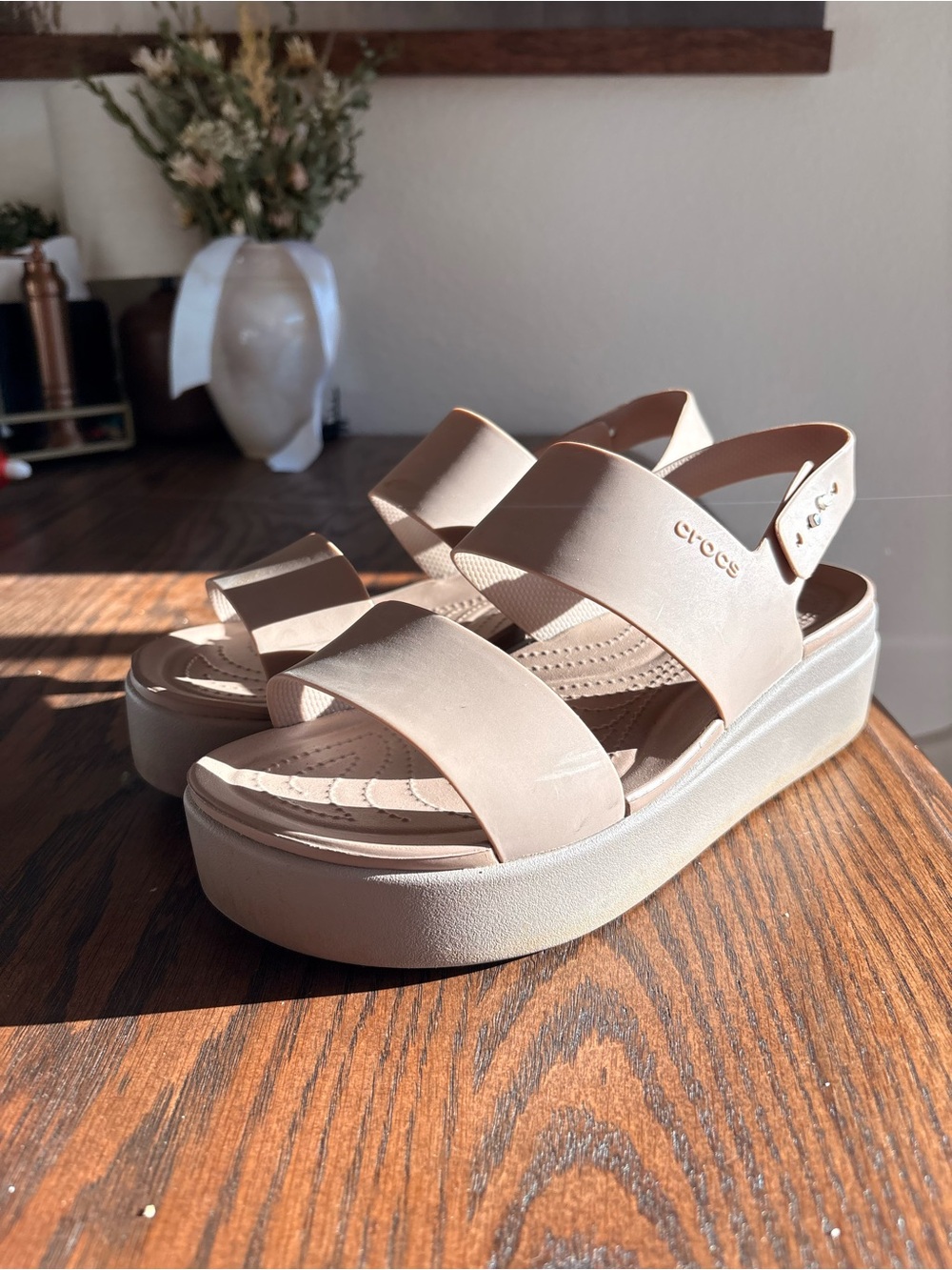 Platform croc sandals
